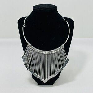 Wildlife Heidi Klum Choker Bib Necklace Silver Chunky Retro Boho Native Indian